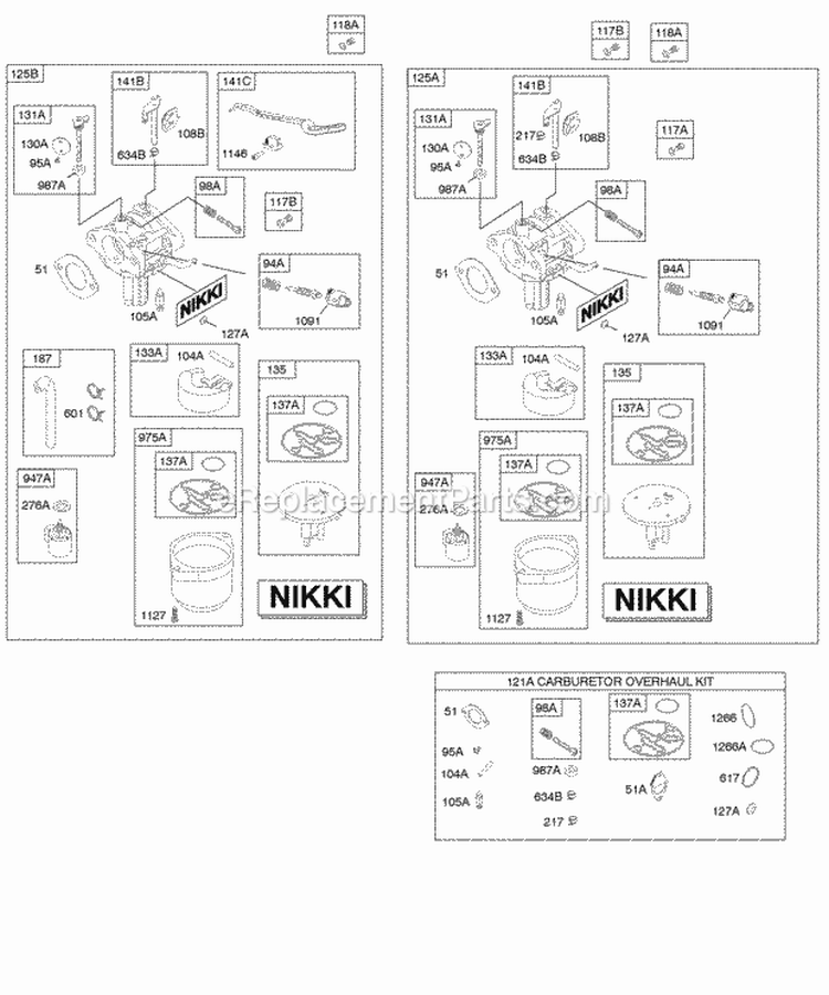 Carburetor Kit - Carburetor Overhaul Diagram and Parts List for 31B775-0122-E1  Briggs and Stratton Engine